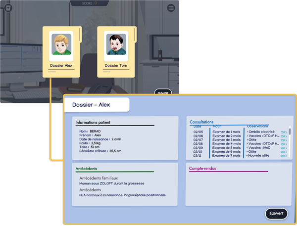Exemple de dossier patient dans DéfiGame